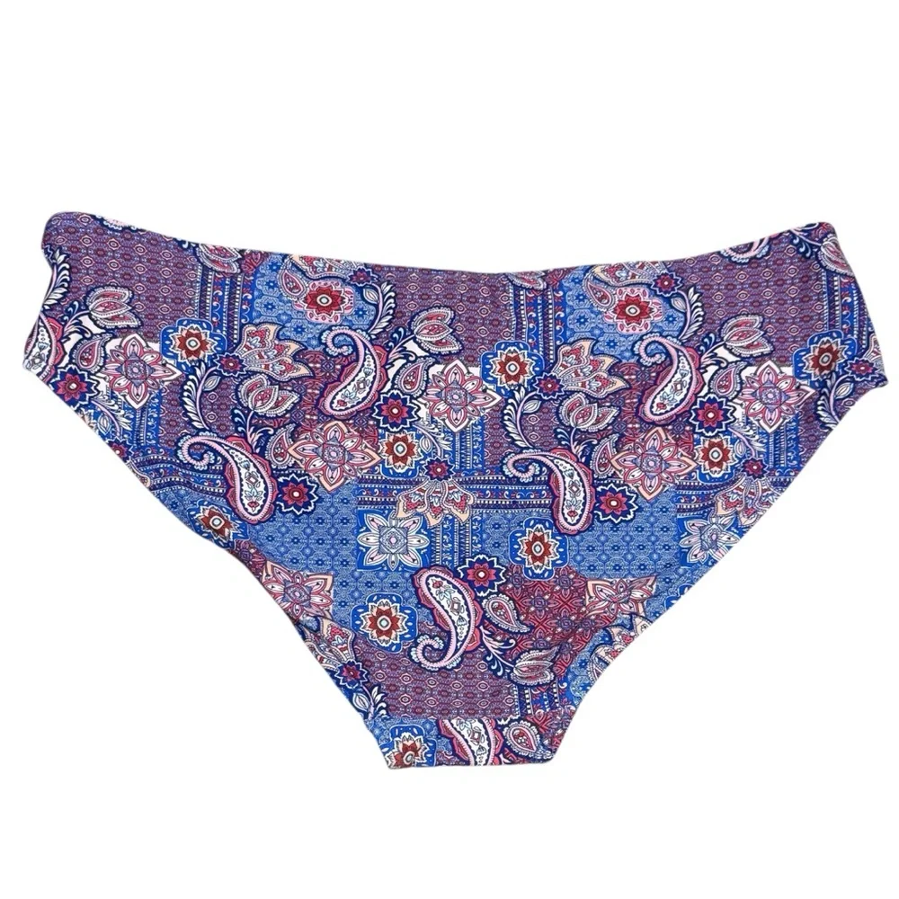 Nip Tuck Swimwear Paisley NWT‎ Mid Rise Bikini Bottoms Sz 14 Blue Full Coverage - Picture 4 of 12